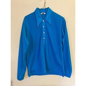 Vintage Stratford Blue Long Sleeve Polo Pullover Top - Size M